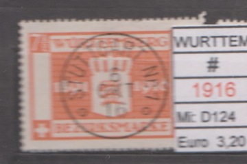 WURTTEMBERG Mi124 kasowany