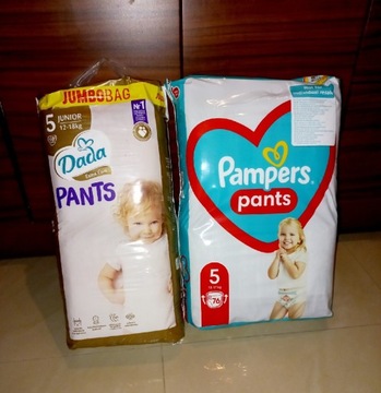 Pampers Pants pieluchomajtki rozm.5 oraz Dada Pants Extra Care 136szt