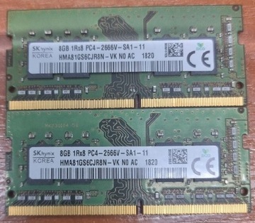 Pamięć 2 x 8 GB RAM laptop sodimm 2666 MHZ