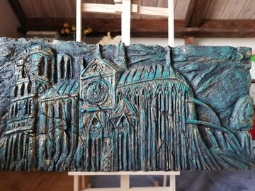 rzeźba, Notre-Dame 118x57, efekt brązu , patyny