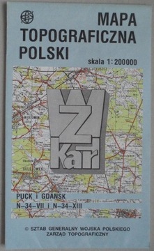 Mapa topograficzna Polski N4 VII XIII Puck Gdańsk 