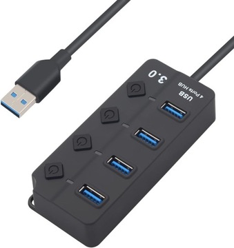 Adapter hub-USB 3.0 - 4porty USB kolor czarny