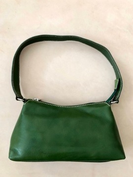 Zielona elegancka mała torebka skórzana 
