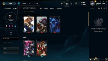 KONTO LEAGUE OF LEGENDS EUW 100 CZAMP 31 skinów 3