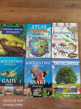 Zestaw 6 książek zwierzęta, atlas, przyroda 