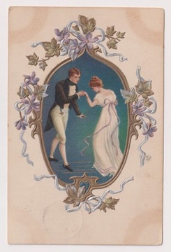 Taniec Para 1909r. LITOGRAFIA Tłoczona