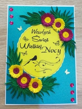 Kartka na WIELKANOC rękodzieło hand made quilling 