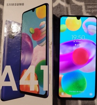 Samsung A41 niebieski 4/64Gb komplet etui i szkło