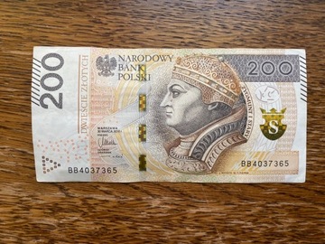 Banknot 200PLN seria BB z 2015 r. 
