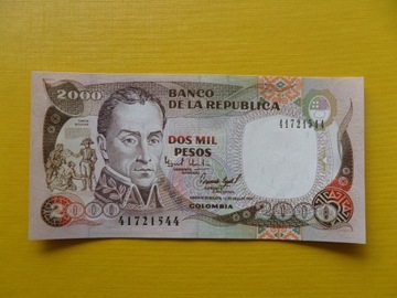 Kolumbia 2000 Pesos 1994 Pick 439b GEM UNC Kiler
