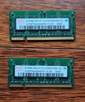 Pamięć DDR2 2x512MB PC2-5300.