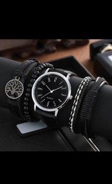Zegarek czarny z bransoletka 