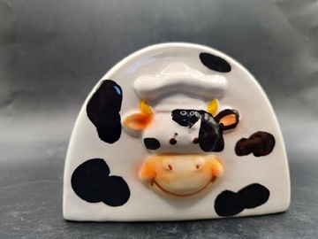 Serwetnik uchwyt na serwetki krowa mucia łaciata ceramika 
