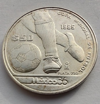 MEKSYK 50 Pesos 1985 piłka nożna okołoMENNICZA 