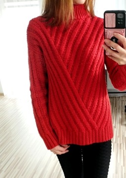 Sweter ciepły, asymetryczny, pół golf, S, New Look