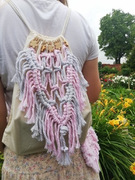 Plecak boho makrama frędzle hippie handmade bag
