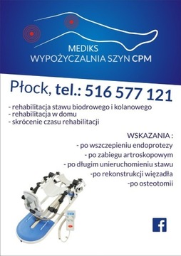 Szyna cpm Artromot k1 wynajem wysyłka