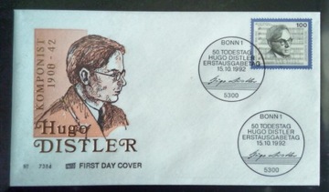 FDC Niemcy 1992 Hugo Distler Kompozytor