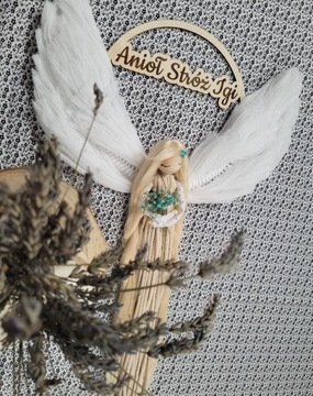 Anioł Stróż komunia chrzest makrama handmade