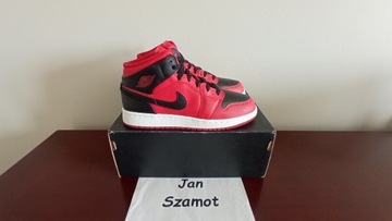 38,5 Buty Nike Air Jordan 1 Mid Black Red Reverse Bred 554725-660