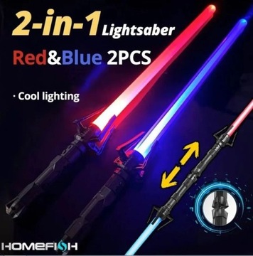 Miecz laserowy 2w1 czerw niebieski podwójna szabla