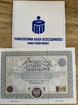 Świadectwo Udziałowe PKO