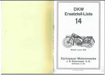 DKW Luxus 300  -  DKW Ersatzteil- Liste 14 