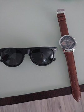 Zegarek i okulary przeciwsłoneczne.