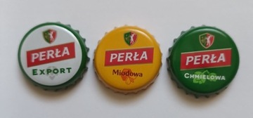 Lublin - zestaw 3 kapsli z piwa Perła