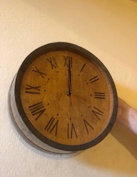 Drewniany zegar na baterie sprawny cichy 