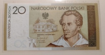 Banknot 20zł Juliusz Słowacki 2009 UNC nrJS0044433