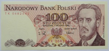 100 zł 1988 r.  bez obiegu ,  PRL 