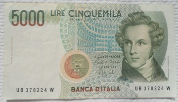 Włochy 5.000 5000 lir 1985 Kompozytor Bellini
