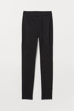 H&M czarne jeansy boho postrzępione vintage proste rurki wysokie spodnie M