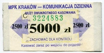 Bilet MPK Kraków - 5000zł dwukrotne kasow./reklama