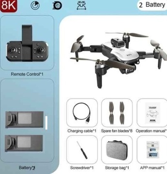 DRON S2S MINI NOWY 2 BATERIE 2 KAMERY 8K 2000mAh 