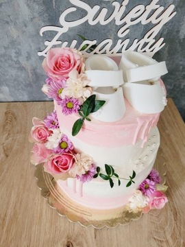 Dekoracje cukrowe na tort cukrowe buciki z kwiatka