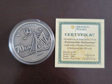 Srebrną moneta Łeba+certyfikat