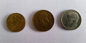Monety z Grecji, zestaw, 1,2,5 Drahmy