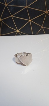 Pierścień srebrny Serce 925 regulowany matowiony