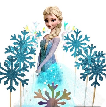 TOPPER  ELSA Frozen + 5szt. PŁATKI ŚNIEGU