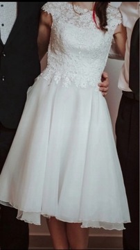 Krótka biała suknia ślubna ślub cywilny XS S