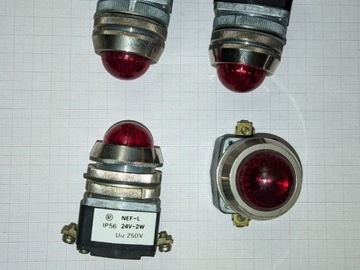 Kontrolka żarówka NEF 30mm 24V 2W czerwona