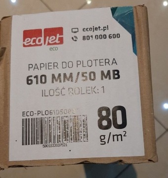 Papier do plotera Eco Jet 610mm 50 mb 80g/m2