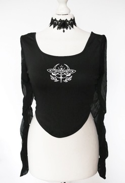 Top ćma Shein gothic gotycka bluzka cosplay tiul