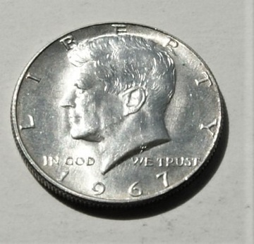 1/2 dolar 1967 half dollar Kennedy srebro Stan!!