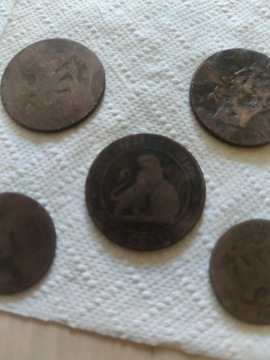 Stara moneta 5 centymów 1870 Hiszpania