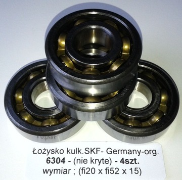 Łożysko kulk.-6304-SKF-Germany-1kpl./4szt.(Nowe)