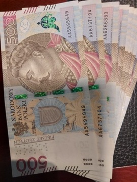 Banknoty 500 zł seria AA