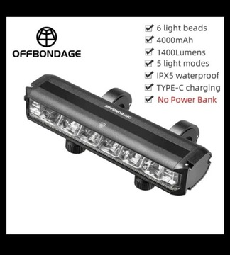 Lampa rowerowa OffBondage 6-LED 1800lumen 4000mAh 